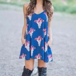 Western Steer Skull Dress small